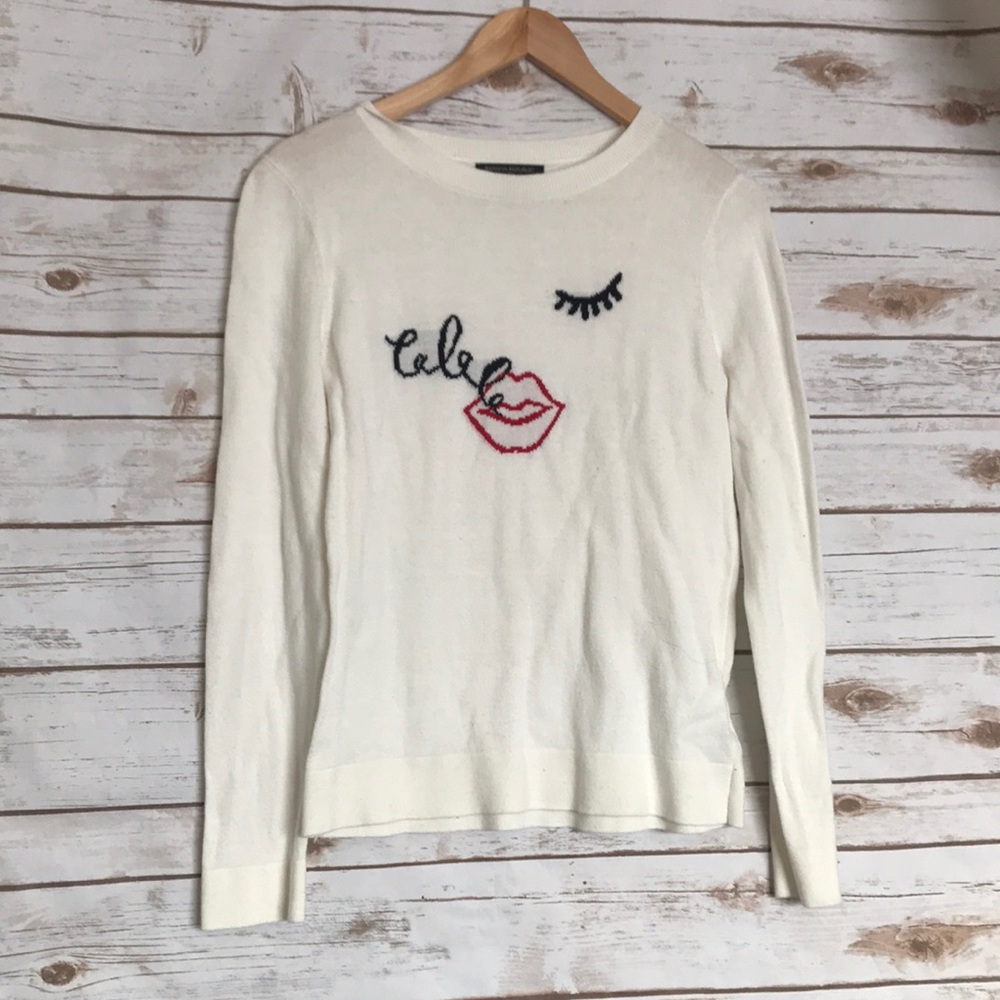 Banana Republic • cream white lalala wink sweater
